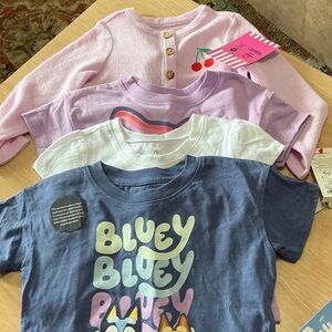 Cat & Jack Short Sleeve Tee Pack — Navy, White, Lavender, Light Pink